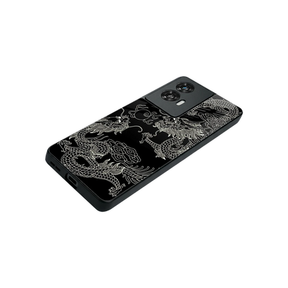 Dragons Black stylish phone case for motorola edge 50 fusion | glossy glass and slim fit