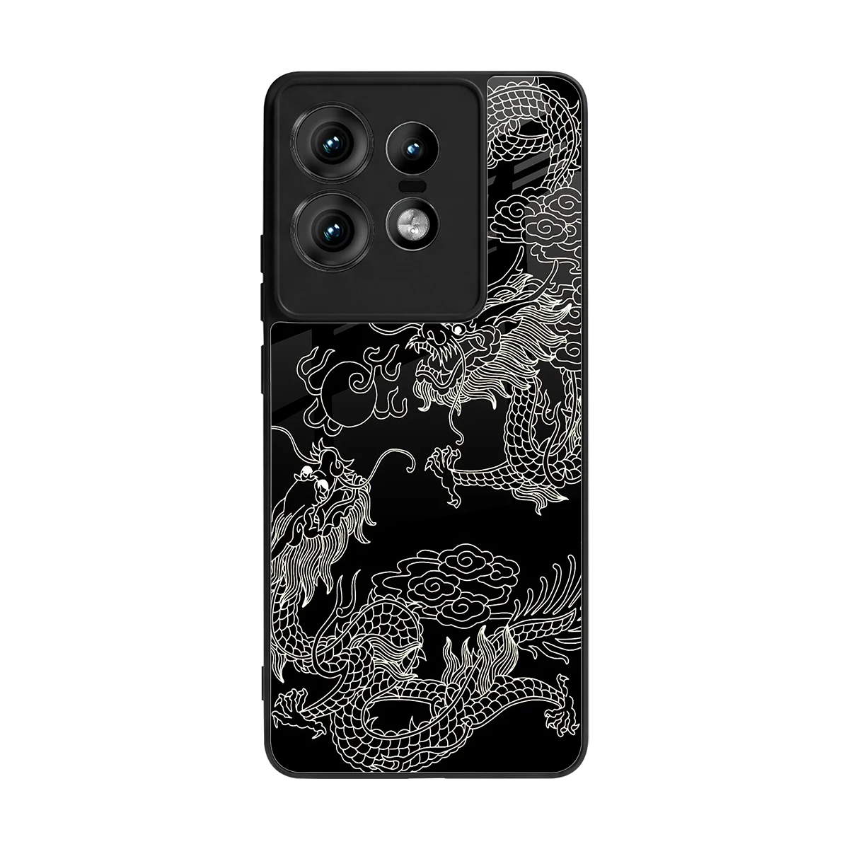 Dragons Black back phone cover | glass case for motorola edge 50 pro