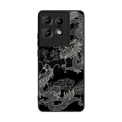 Dragons Black back phone cover | glass case for motorola edge 50 pro