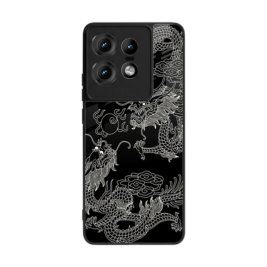 Dragons Black back phone cover | glass case for motorola edge 50 pro