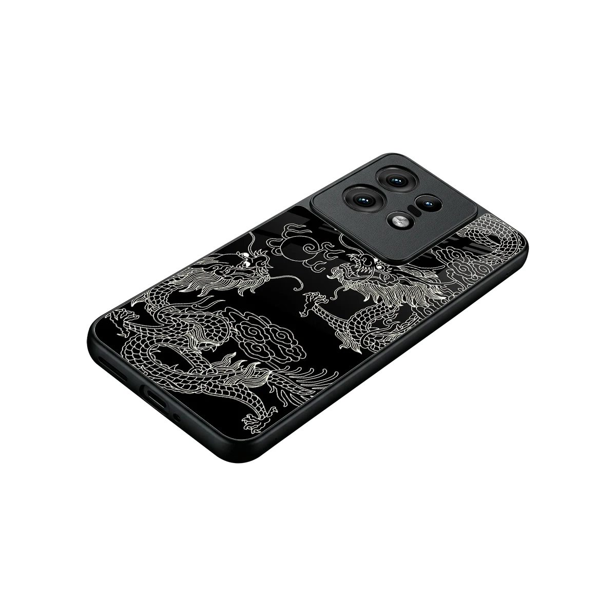 Dragons Black stylish phone case for motorola edge 50 pro | glossy glass and slim fit