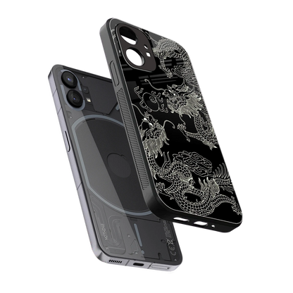 Dragons Black sleek nothing phone 1 cover with tempered glass back and TPU edges