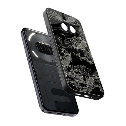 Dragons Black sleek nothing phone 2a cover with tempered glass back and TPU edges
