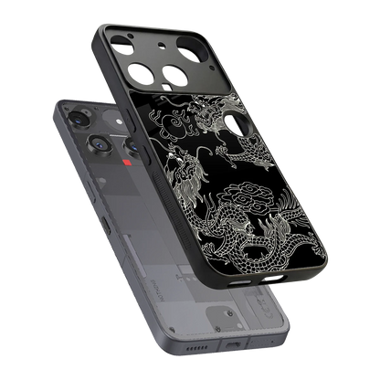 Dragons Black sleek nothing phone 3 cover with tempered glass back and TPU edges