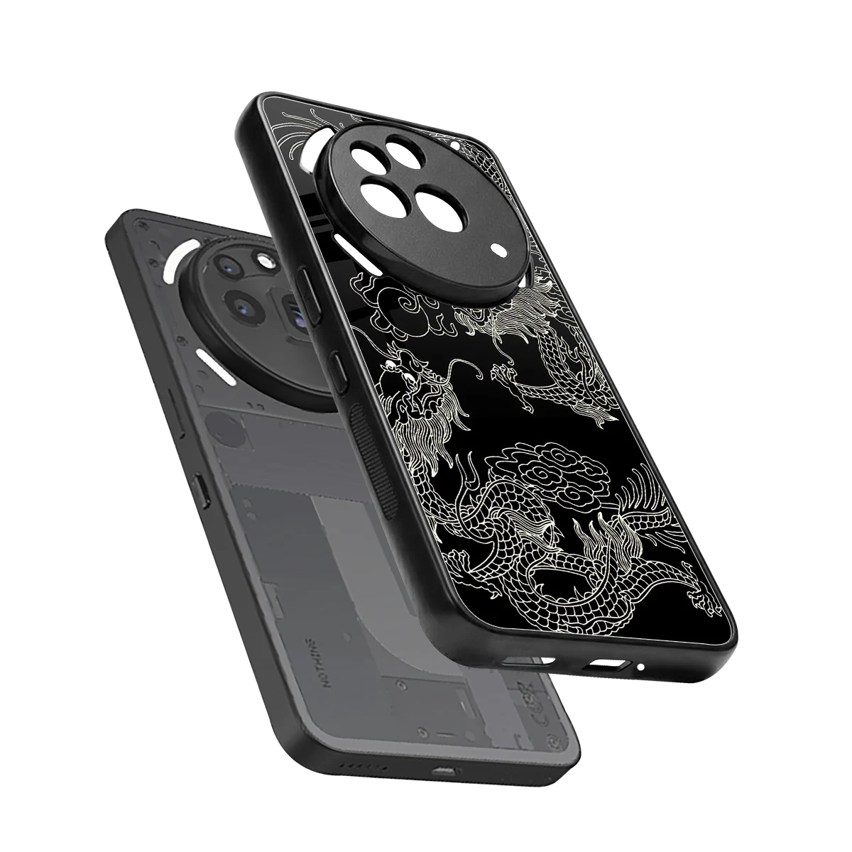 Dragons Black sleek nothing phone 3a pro cover with tempered glass back and TPU edges