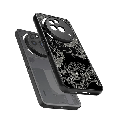 Dragons Black sleek nothing phone 3a pro cover with tempered glass back and TPU edges