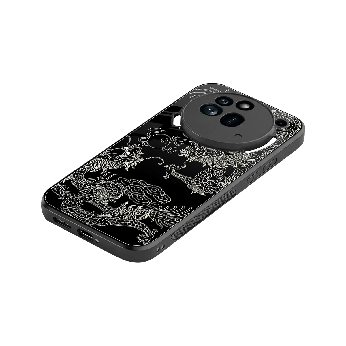 Dragons Black stylish phone case for nothing phone 3a pro | glossy glass and slim fit