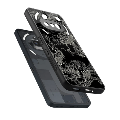 Dragons Black sleek nothing phone 3a cover with tempered glass back and TPU edges