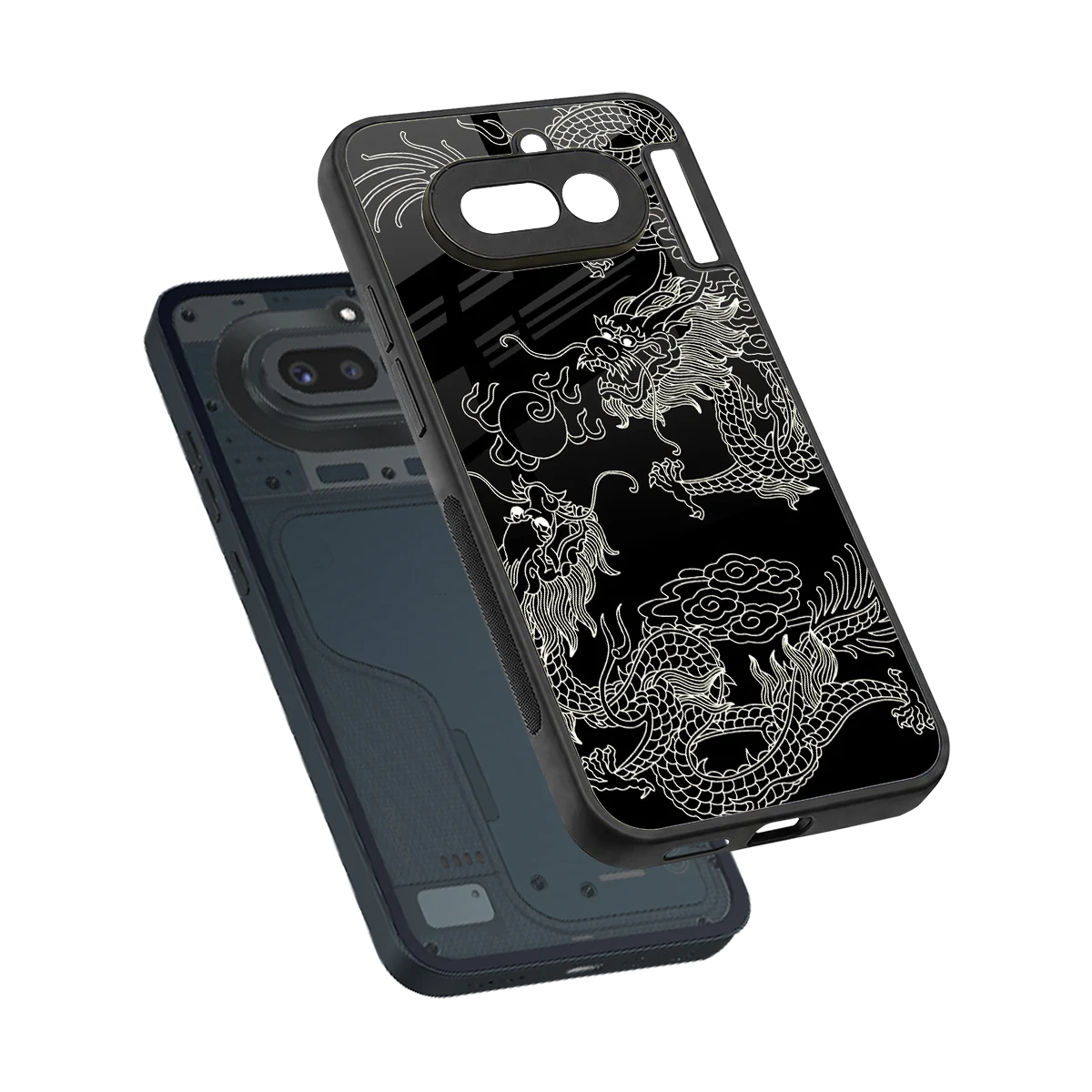 Dragons Black sleek nothing phone 4a cover with tempered glass back and TPU edges