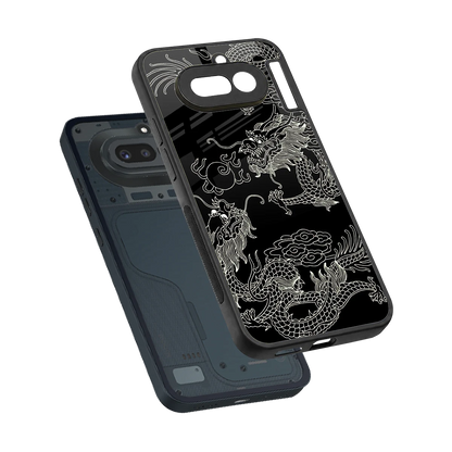 Dragons Black sleek nothing phone 4a cover with tempered glass back and TPU edges