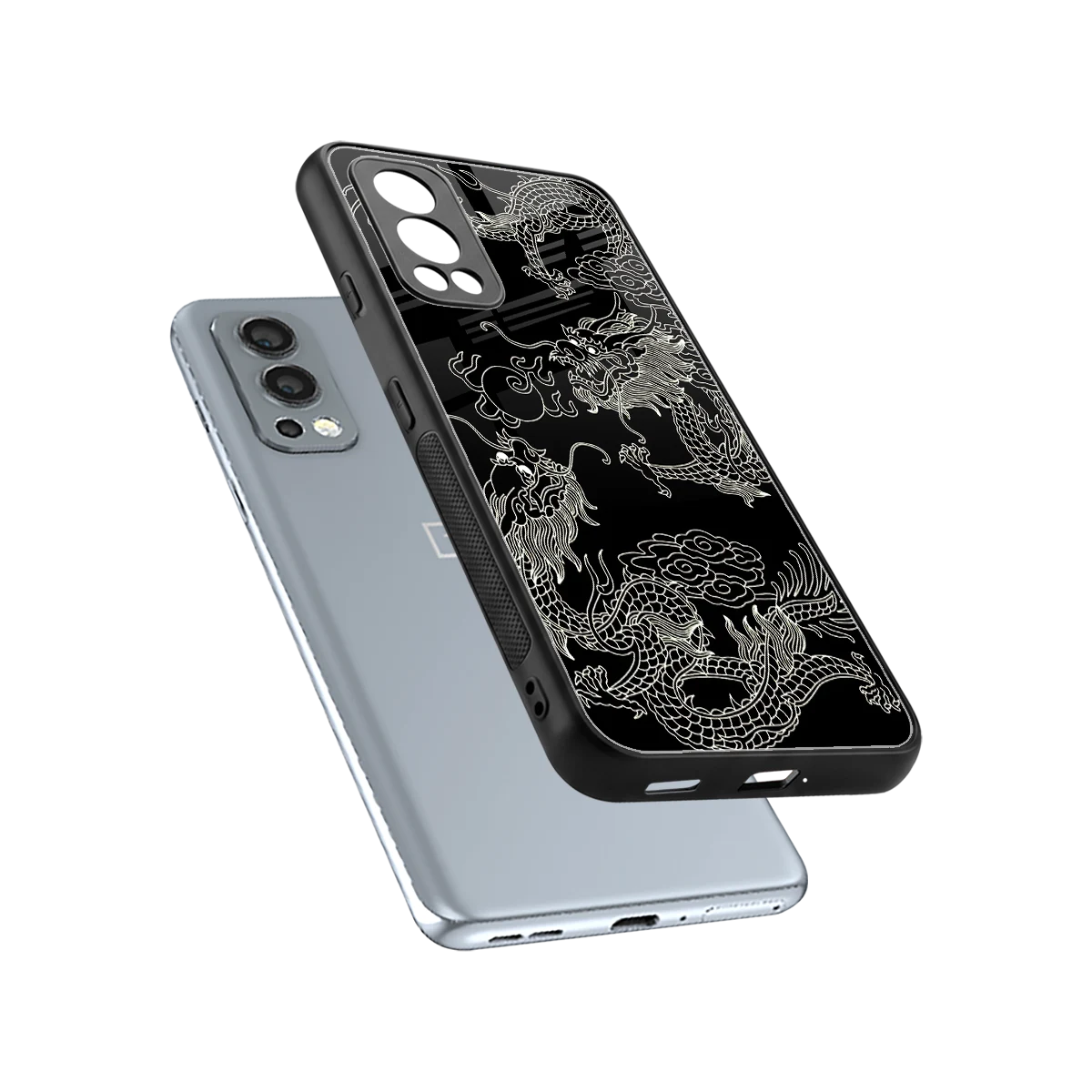 Dragons Black sleek oneplus nord 2 cover with tempered glass back and TPU edges