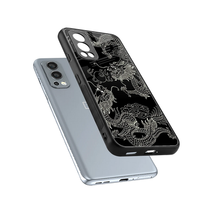 Dragons Black sleek oneplus nord 2 cover with tempered glass back and TPU edges