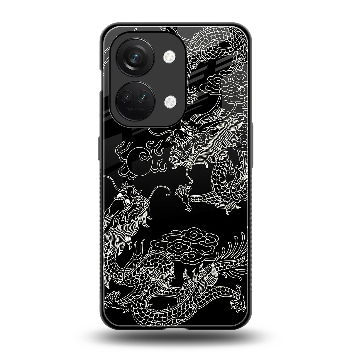 Dragons Black back phone cover | glass case for oneplus nord 3