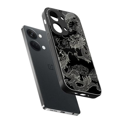 Dragons Black sleek oneplus nord 3 cover with tempered glass back and TPU edges