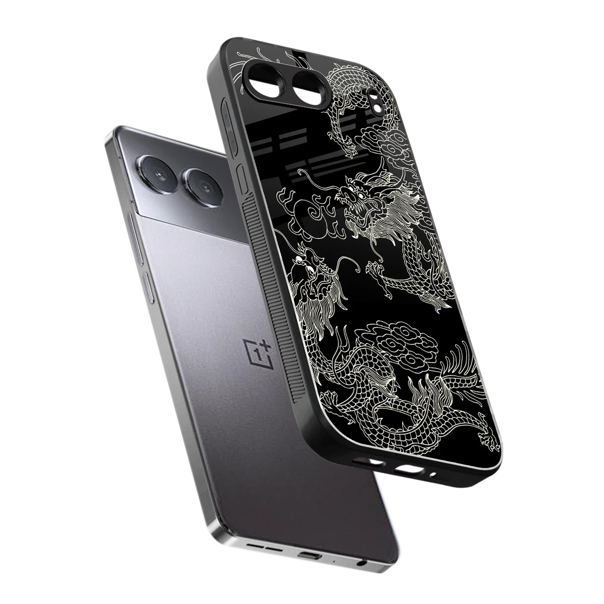 Dragons Black sleek oneplus nord 4 cover with tempered glass back and TPU edges