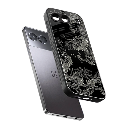 Dragons Black sleek oneplus nord 4 cover with tempered glass back and TPU edges