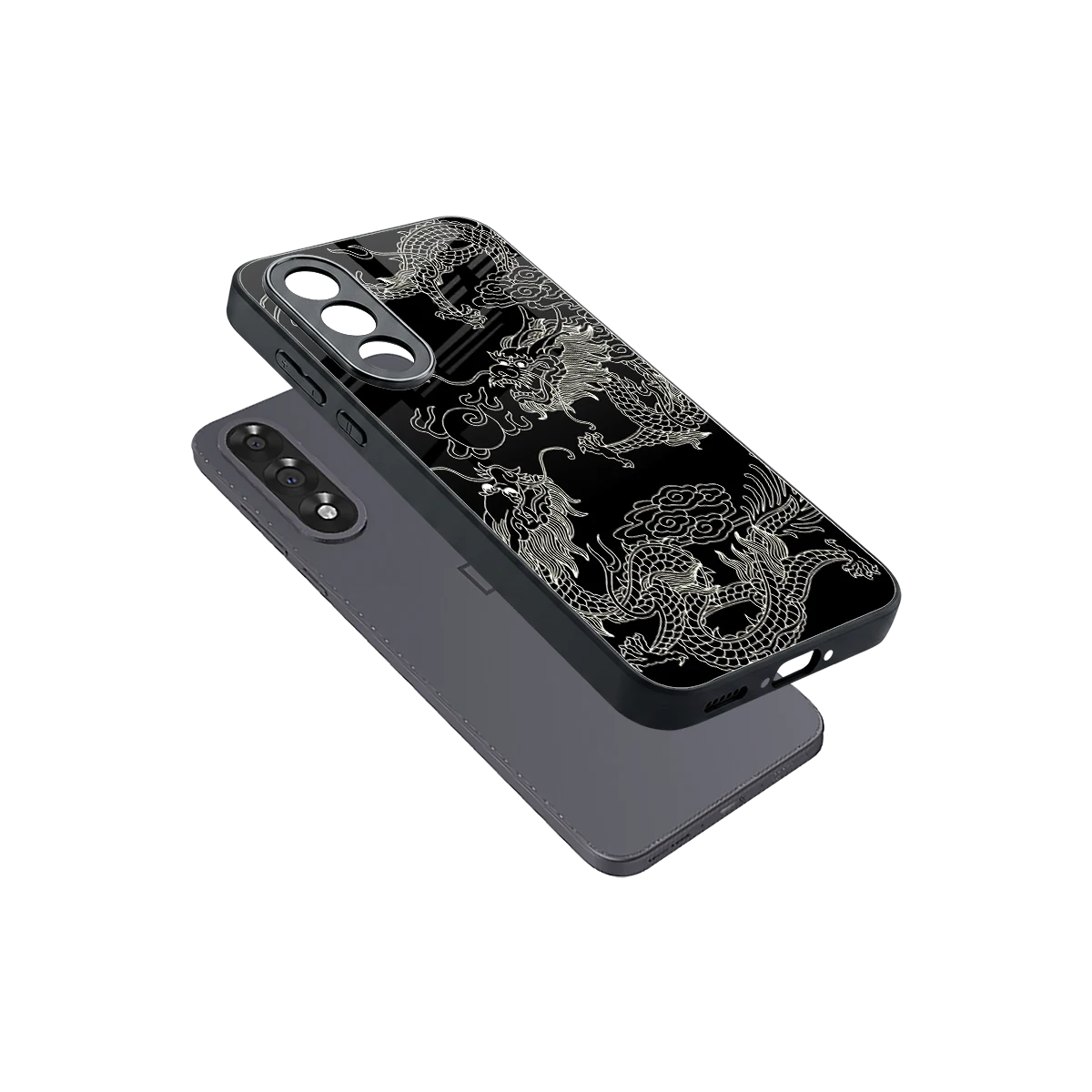 Dragons Black sleek oneplus nord 5 cover with tempered glass back and TPU edges