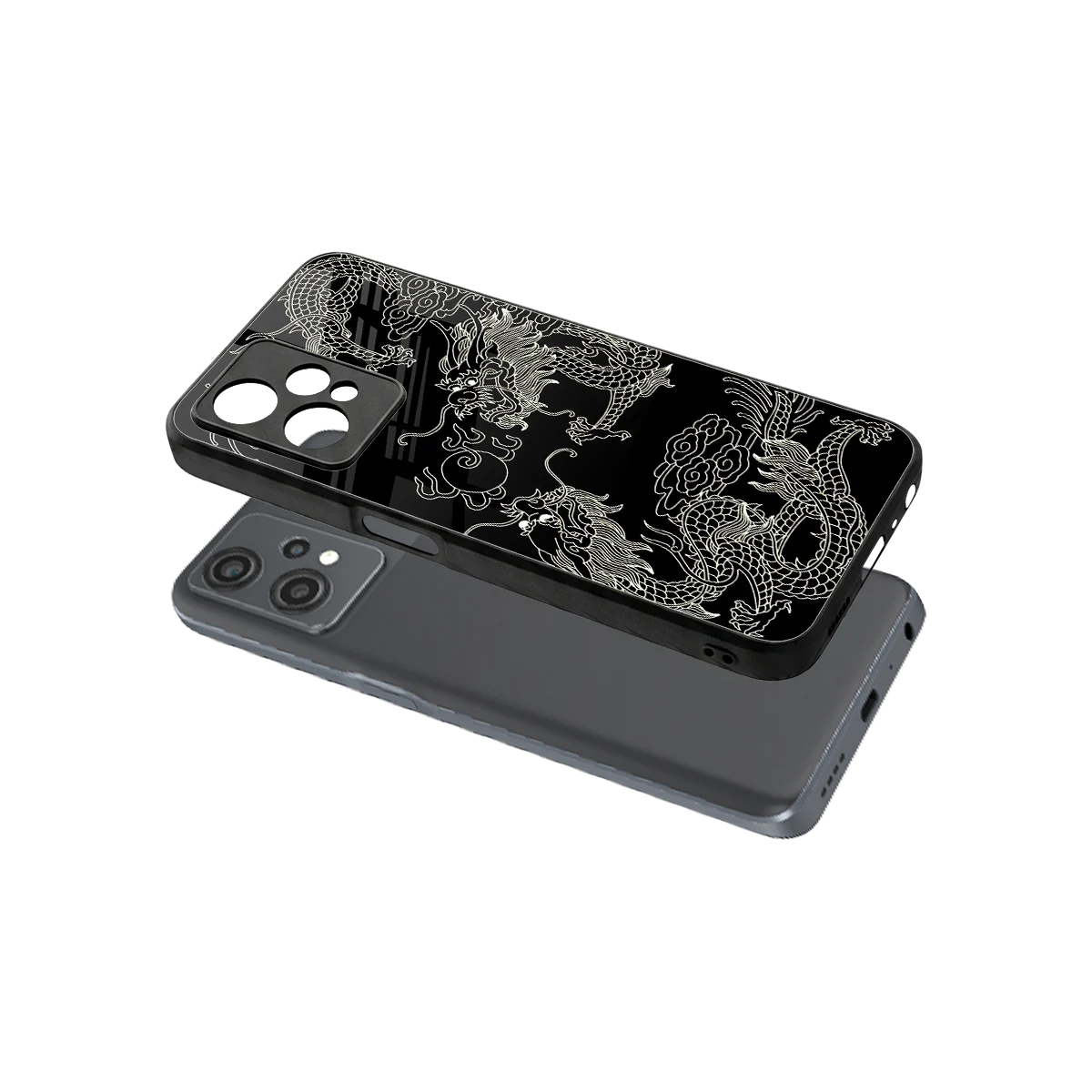 Dragons Black sleek oneplus nord ce 2 lite cover with tempered glass back and TPU edges