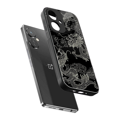 Dragons Black sleek oneplus nord ce 3 cover with tempered glass back and TPU edges