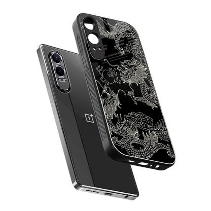 Dragons Black sleek oneplus nord ce 4 lite cover with tempered glass back and TPU edges