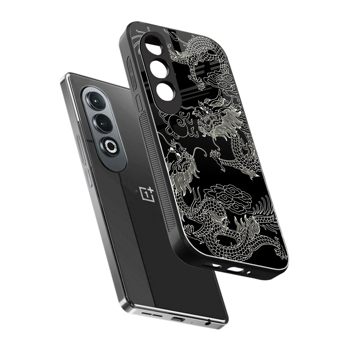 Dragons Black sleek oneplus nord ce 4 cover with tempered glass back and TPU edges