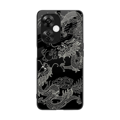 Dragons Black back phone cover | glass case for oneplus nord ce 3 lite