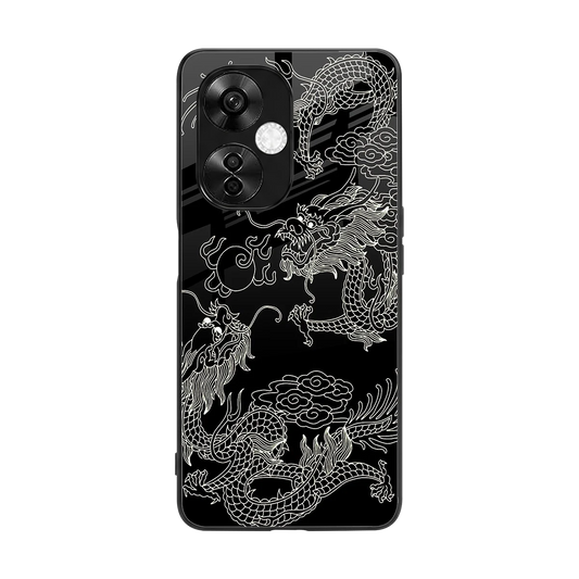 Dragons Black back phone cover | glass case for oneplus nord ce 3 lite