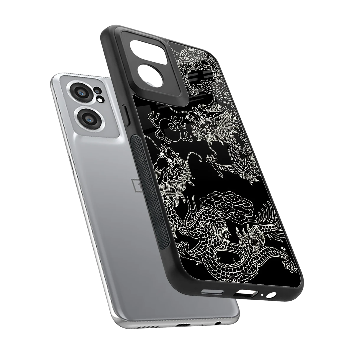 Dragons Black sleek oneplus nord ce 2 cover with tempered glass back and TPU edges