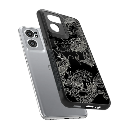 Dragons Black sleek oneplus nord ce 2 cover with tempered glass back and TPU edges