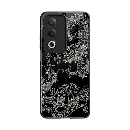 Dragons Black back phone cover | glass case for oppo a3 pro