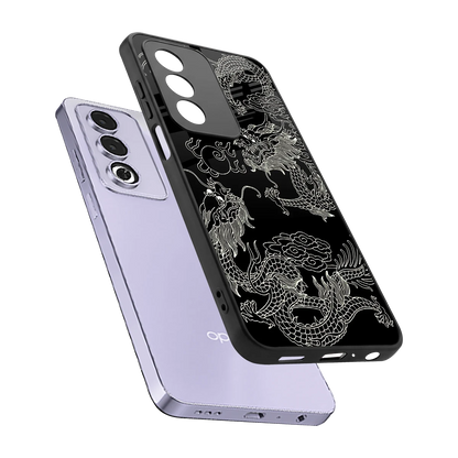 Dragons Black sleek oppo a3 pro cover with tempered glass back and TPU edges