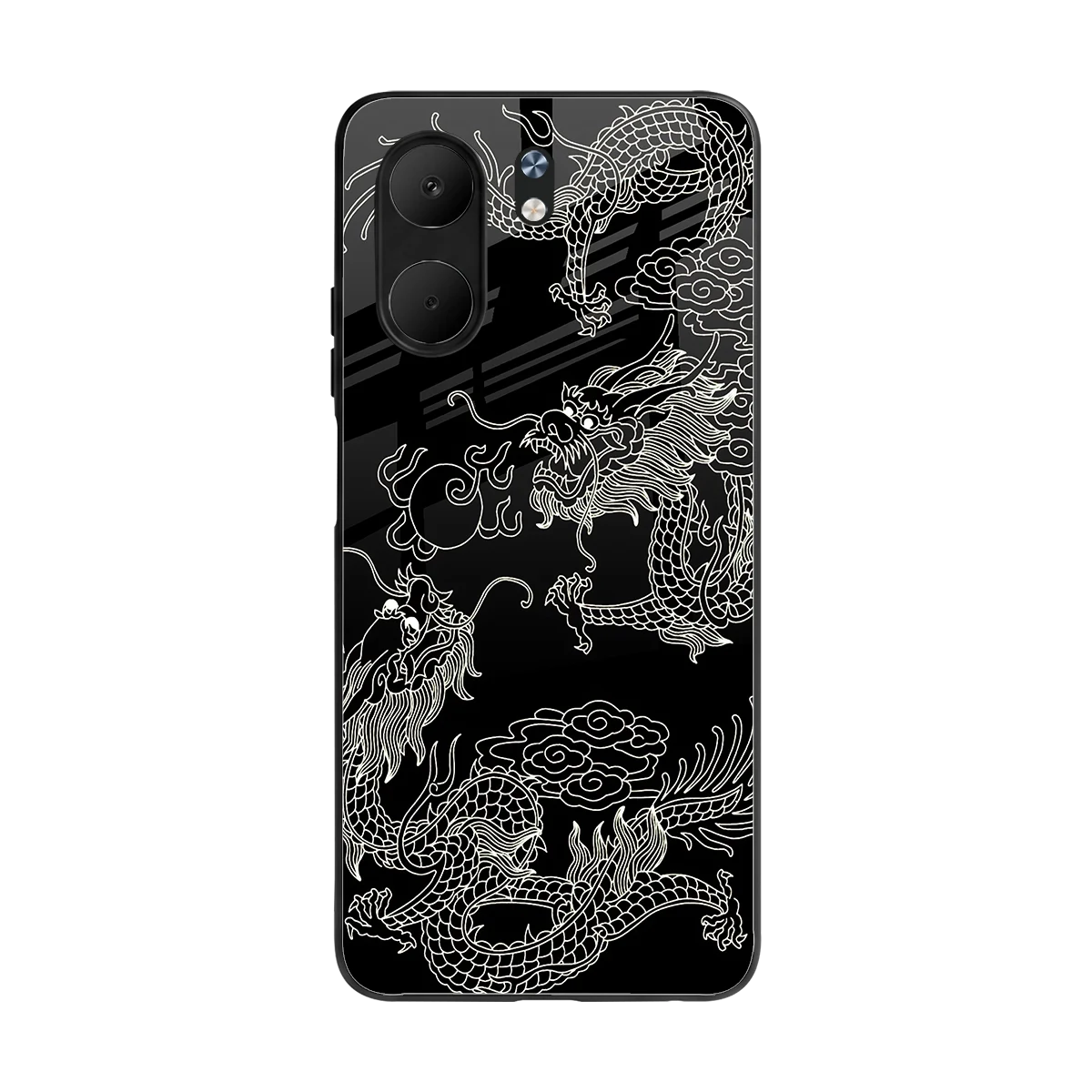 Dragons Black back phone cover | glass case for oppo a5x 5g