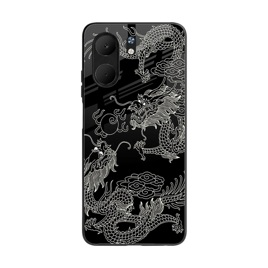 Dragons Black back phone cover | glass case for oppo a5x 5g