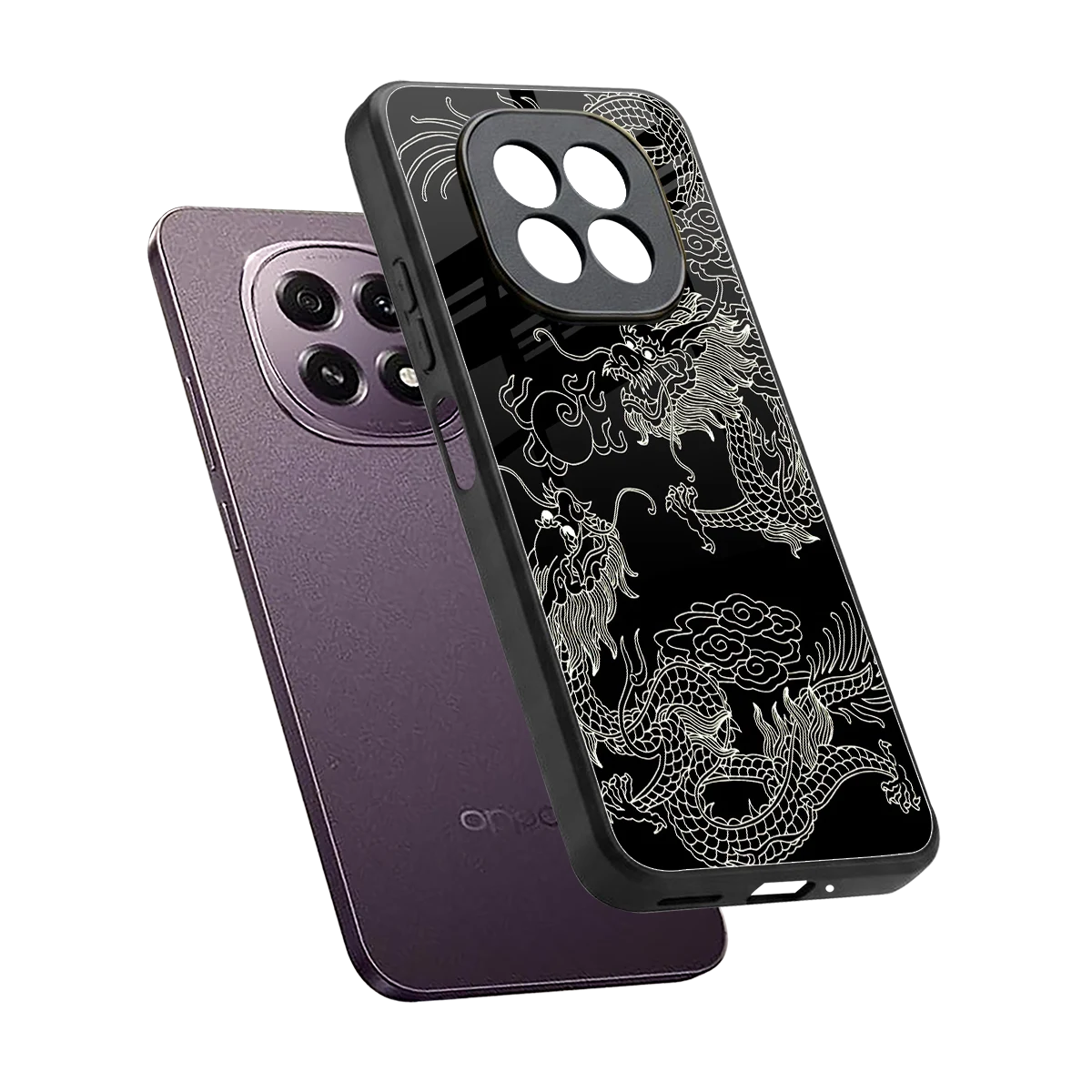 Dragons Black sleek oppo f29 5g cover with tempered glass back and TPU edges