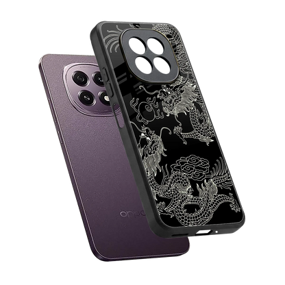 Dragons Black sleek oppo f29 5g cover with tempered glass back and TPU edges
