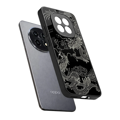Dragons Black sleek oppo f29 pro 5g cover with tempered glass back and TPU edges