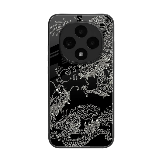 Dragons Black back phone cover | glass case for oppo f31 pro 5g