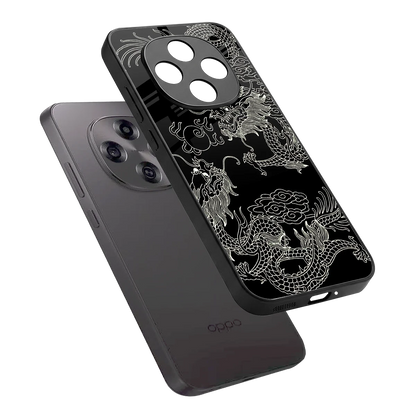 Dragons Black sleek oppo f31 pro 5g cover with tempered glass back and TPU edges