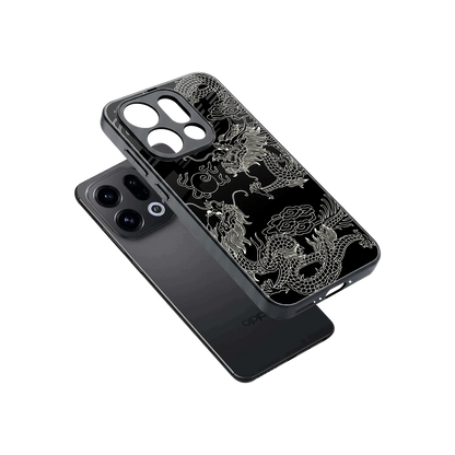 Dragons Black sleek oppo find x9 cover with tempered glass back and TPU edges