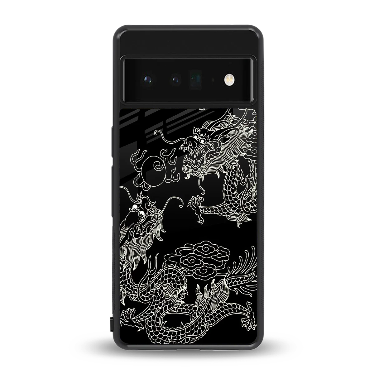 Dragons Black back phone cover | glass case for google pixel 6 pro