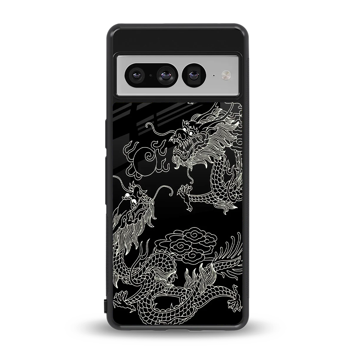 Dragons Black back phone cover | glass case for google pixel 7 pro