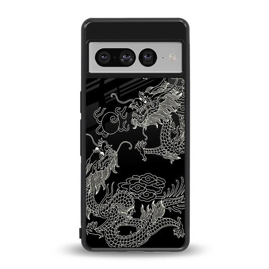 Dragons Black back phone cover | glass case for google pixel 7 pro