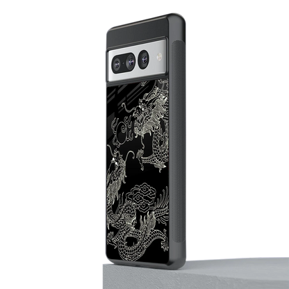 Dragons Black stylish phone case for google pixel 7 pro | glossy glass and slim fit