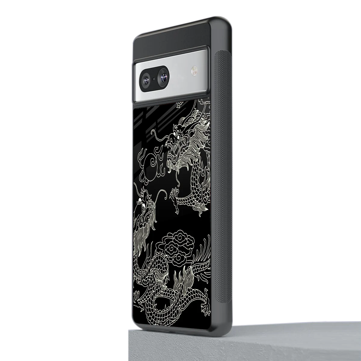 Dragons Black stylish phone case for google pixel 7a | glossy glass and slim fit