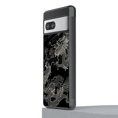 Dragons Black stylish phone case for google pixel 7 | glossy glass and slim fit
