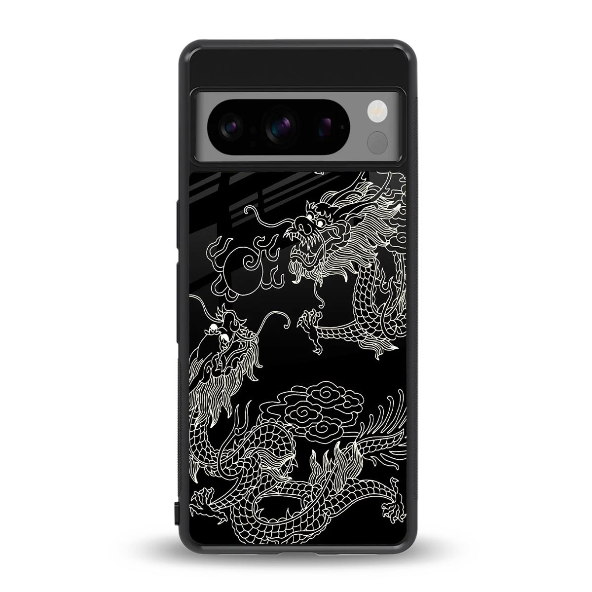 Dragons Black back phone cover | glass case for google pixel 8 pro