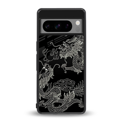 Dragons Black back phone cover | glass case for google pixel 8 pro