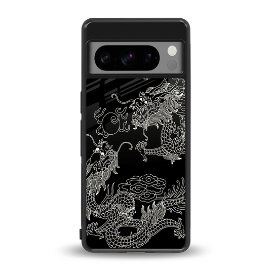 Dragons Black back phone cover | glass case for google pixel 8 pro