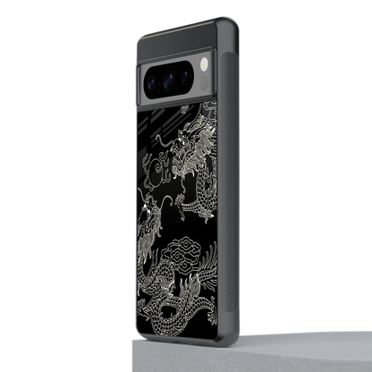 Dragons Black stylish phone case for google pixel 8 pro | glossy glass and slim fit