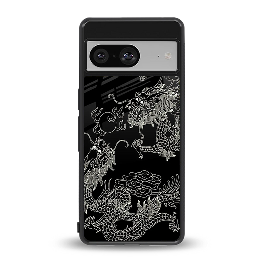 Dragons Black back phone cover | glass case for google pixel 8
